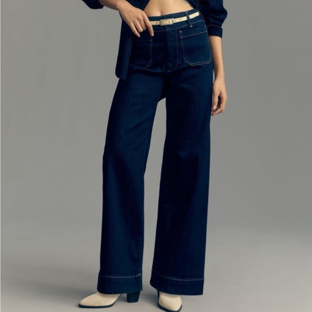 Anthropologie Maeve Colette Wide Leg Dark Wash Jeans Size 27